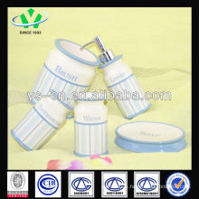 2014 New Products Blue Modern Ceramic Bath Set With Decal Pattern
